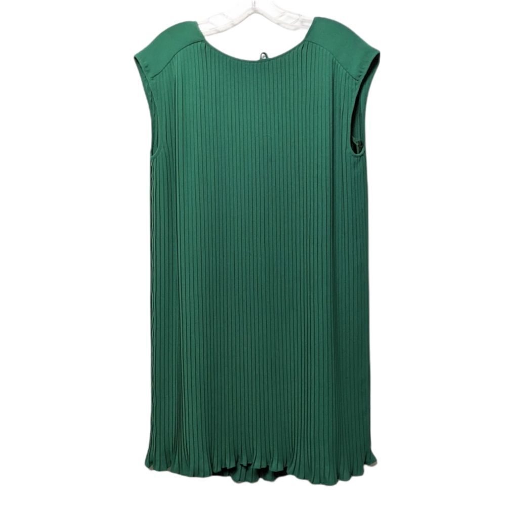 Flicka Pleated Green Party Shift Dress M View 2